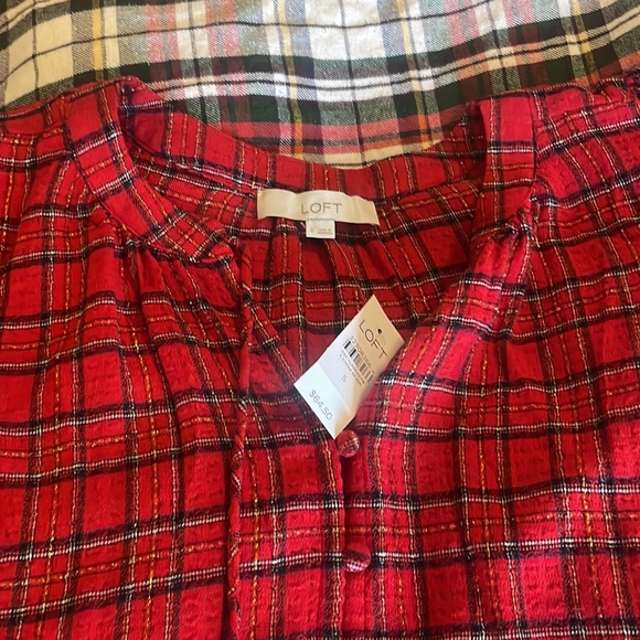 NWT Loft Tartan Peplum Top - Picture 2 of 7